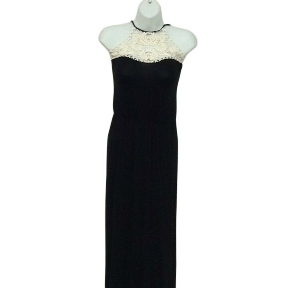 Love Luscious black‎ knit maxi dress with lace women's size L